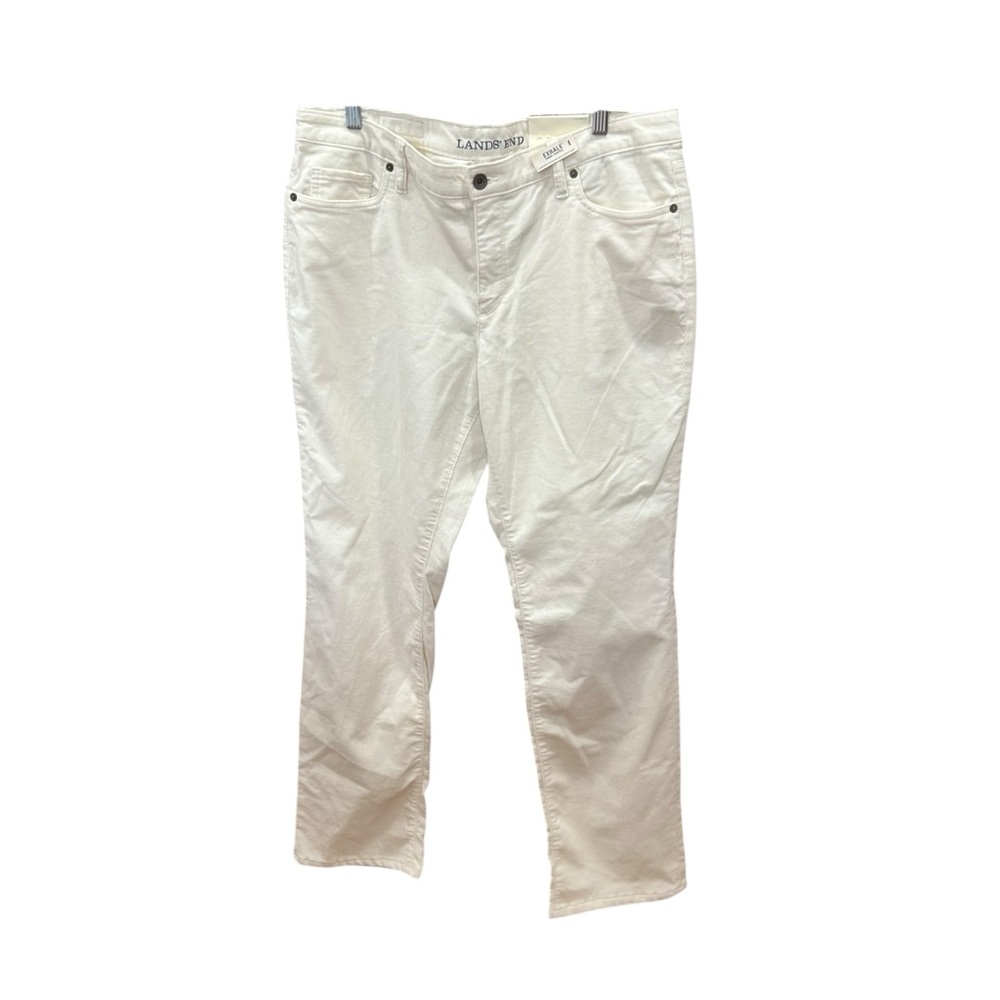 Lands end women’s sz 14 new corduroy exhale tummy control pants off white soft